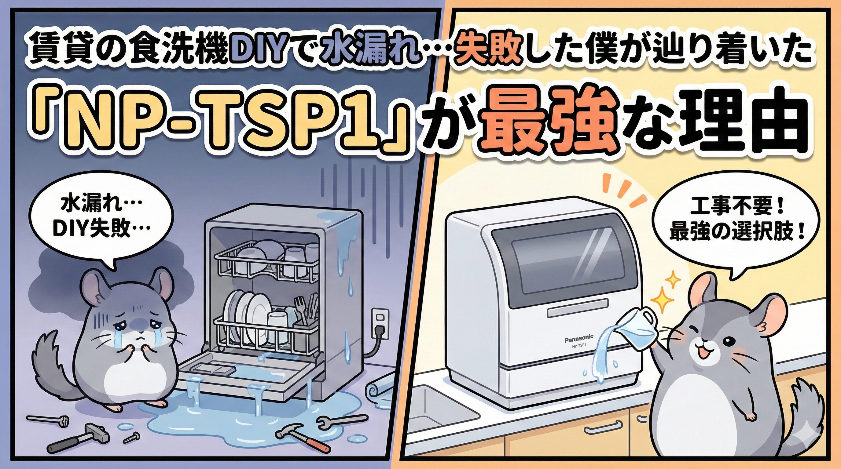 賃貸の食洗機DIYで水漏れ…失敗した僕が辿り着いた「NP-TSP1」が最強な理由